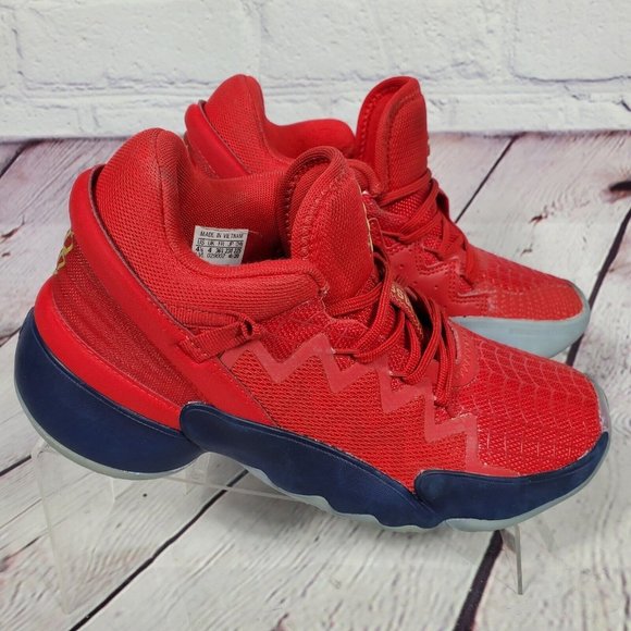 Adidas Youth Size 4.5 Red D.O.N. Issue 2 Spider Man Basketball Shoes - Picture 4 of 9